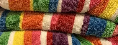 Stack of striped beach towels